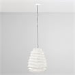 Pemberly Row 1-Light Iron Metal and Rattan Woven Pendant in White