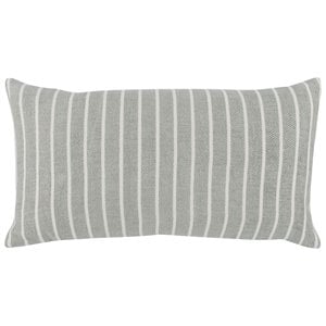Pemberly Row 14x26&quot Transitional Linen Fabric Throw Pillow in Gray/White