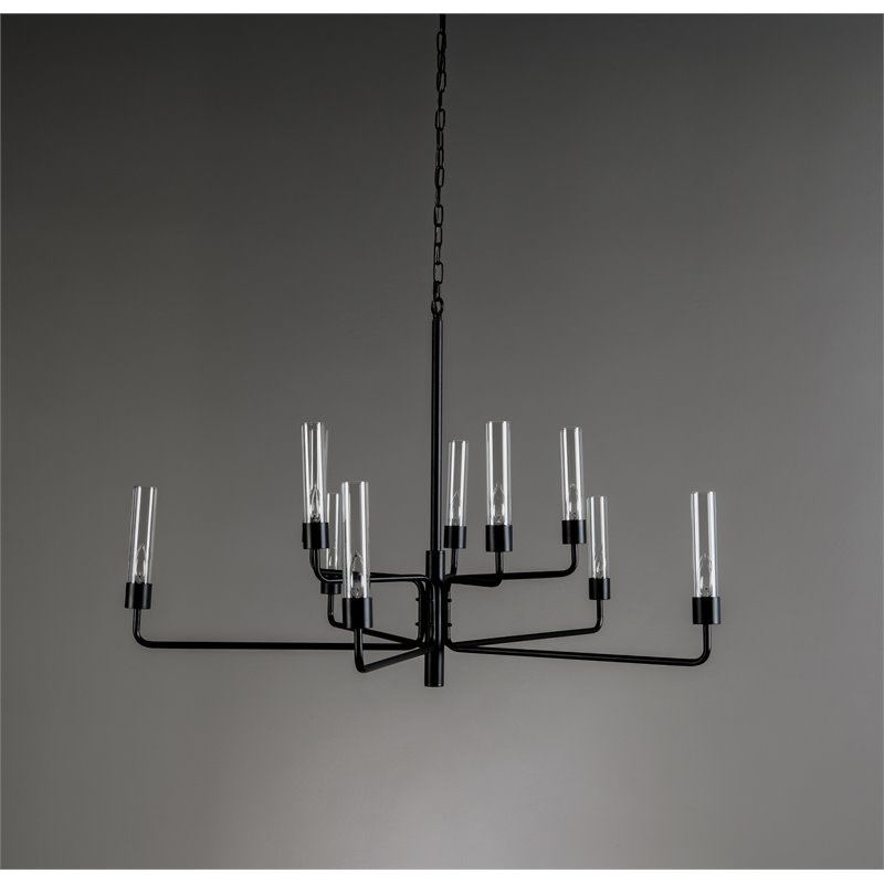Pemberly Row 10-light Traditional Iron and Glass Chandelier in Black