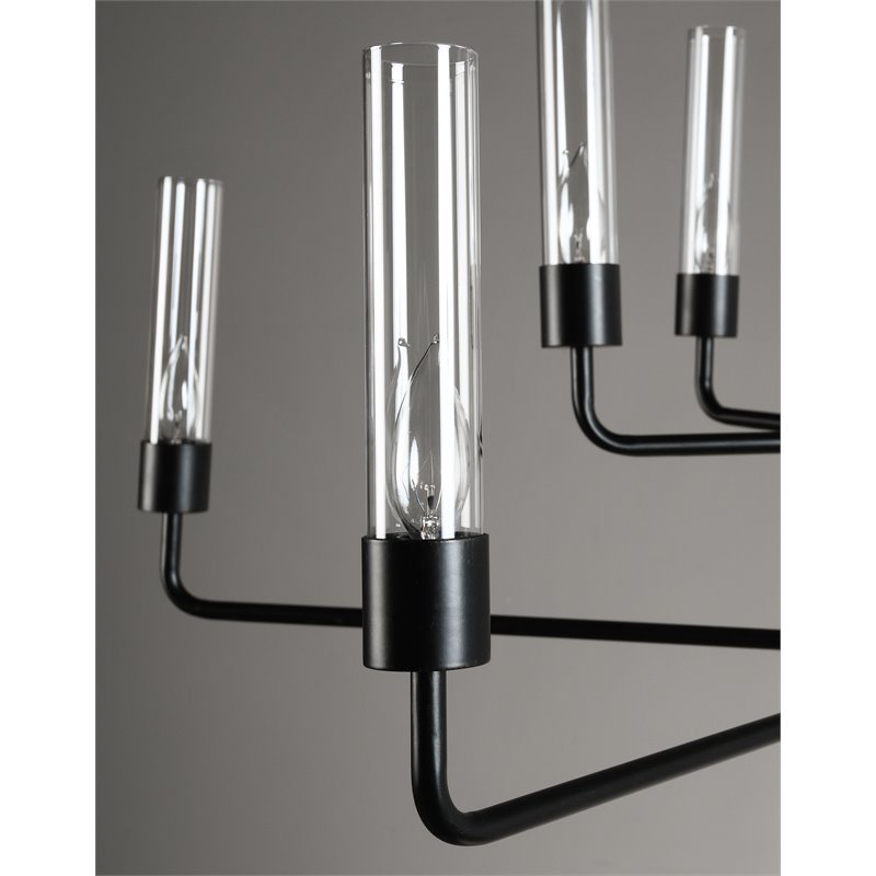 Pemberly Row 10-light Traditional Iron and Glass Chandelier in Black