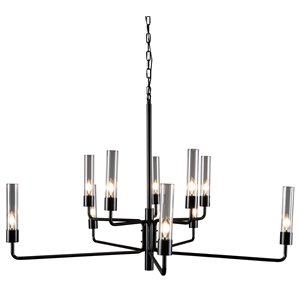 Pemberly Row 10-light Traditional Iron and Glass Chandelier in Black