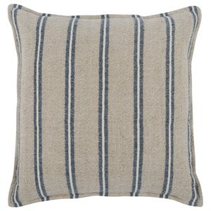 Pemberly Row 20x20&quot Square Linen & Cotton Throw Pillow in Blue/Natural