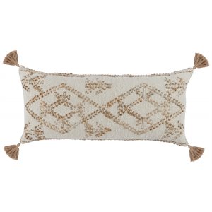Pemberly Row 16x36&quot Elegant Pattern Wool Throw Pillow in Ivory/Natural