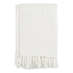 Pemberly Row 50x70&quot Transitional Cotton and Viscose Throw Blanket in White