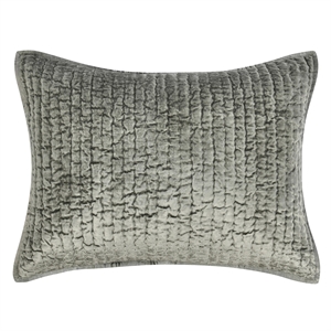 Pemberly Row 20x26&quot Velvet and Solid Cotton Standard Sham in Sage Green