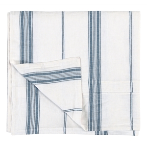 Pemberly Row 108&quot Fabric Stripe Pattern King Duvet Cover in Blue/White