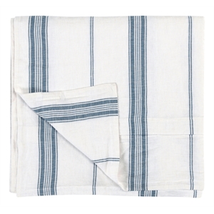 Pemberly Row 92&quot Fabric Stripe Pattern Queen Duvet Cover in Blue/White