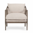 Pemberly Row Transitional Fabric and Oak Wood Accent Chair in Ivory