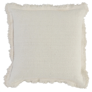 Pemberly Row 22x22&quot Transitional Fabric Throw Pillow in Ivory