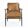 Pemberly Row Cushion Back Transitional Leather Club Chair in Tan/Black