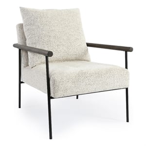 Pemberly Row Transitional Fabric Accent Chair in Beige/Black
