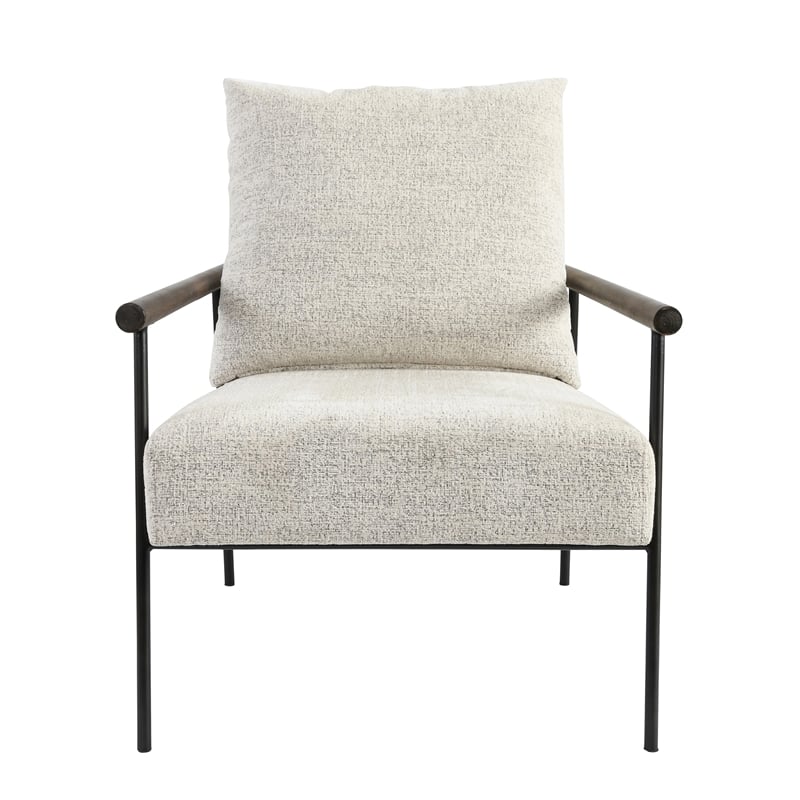 Pemberly Row Transitional Fabric Accent Chair in Beige/Black