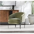 Pemberly Row Transitional Fabric Accent Chair in Olive Green