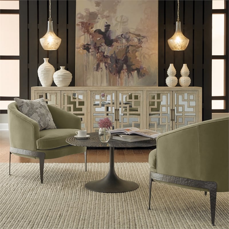 Pemberly Row Transitional Fabric Accent Chair in Olive Green