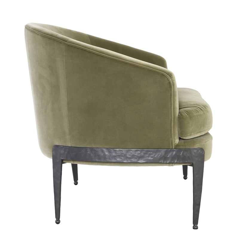 Pemberly Row Transitional Fabric Accent Chair in Olive Green