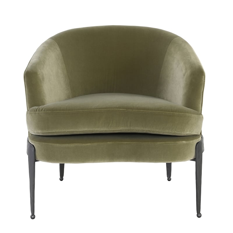 Pemberly Row Transitional Fabric Accent Chair in Olive Green