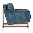 Pemberly Row Cushion Back Modern Leather Club Chair in Blue/Brass