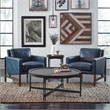 Pemberly Row Cushion Back Modern Leather Club Chair in Blue/Brass
