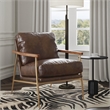 Pemberly Row Cushion Back Transitional Leather Club Chair in Antique Brown