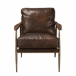 Pemberly Row Cushion Back Transitional Leather Club Chair in Antique Brown