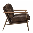 Pemberly Row Cushion Back Transitional Leather Club Chair in Antique Brown