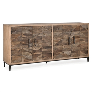 Pemberly Row 4-Door Transitional Wood Sideboard in Multi-Tone Natural