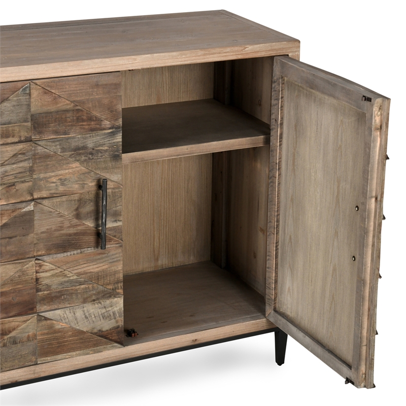 Pemberly Row 4-Door Transitional Wood Sideboard in Multi-Tone Natural