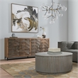 Pemberly Row 4-Door Transitional Wood Sideboard in Multi-Tone Natural