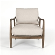 Pemberly Row Linen Fabric & Rubberwood Accent Chair in Natural/Beige