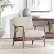 Pemberly Row Linen Fabric & Rubberwood Accent Chair in Natural/Beige