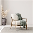 Pemberly Row Linen Fabric & Rubberwood Accent Chair in Natural/Beige