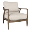 Pemberly Row Linen Fabric & Rubberwood Accent Chair in Natural/Beige