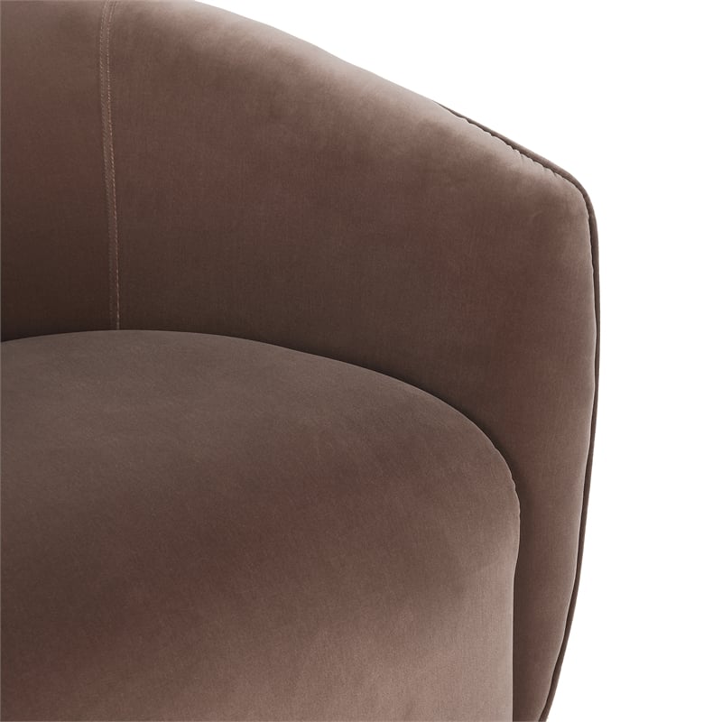 Pemberly Row Polyester Fabric Swivel Accent Chair in Rose Gold