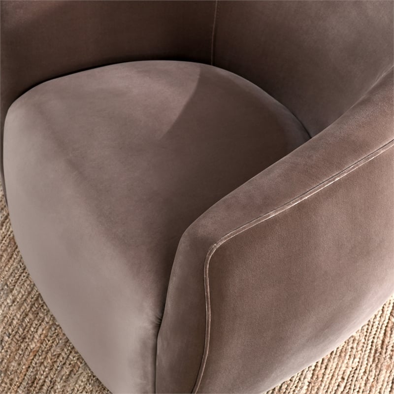 Pemberly Row Polyester Fabric Swivel Accent Chair in Rose Gold