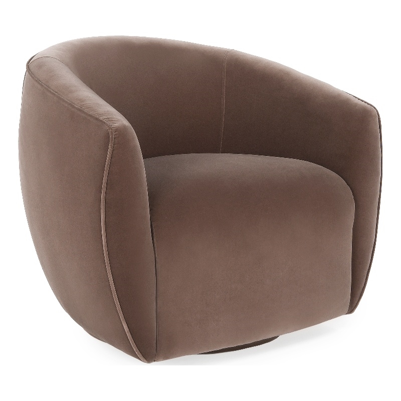 Pemberly Row Polyester Fabric Swivel Accent Chair in Rose Gold
