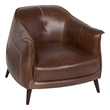 Pemberly Row Transitional Leather & Wood Club Chair in Brown