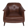 Pemberly Row Transitional Leather & Wood Club Chair in Brown