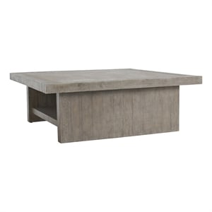 Pemberly Row Transitional 50&quot Square Wood Coffee Table in Antique Gray