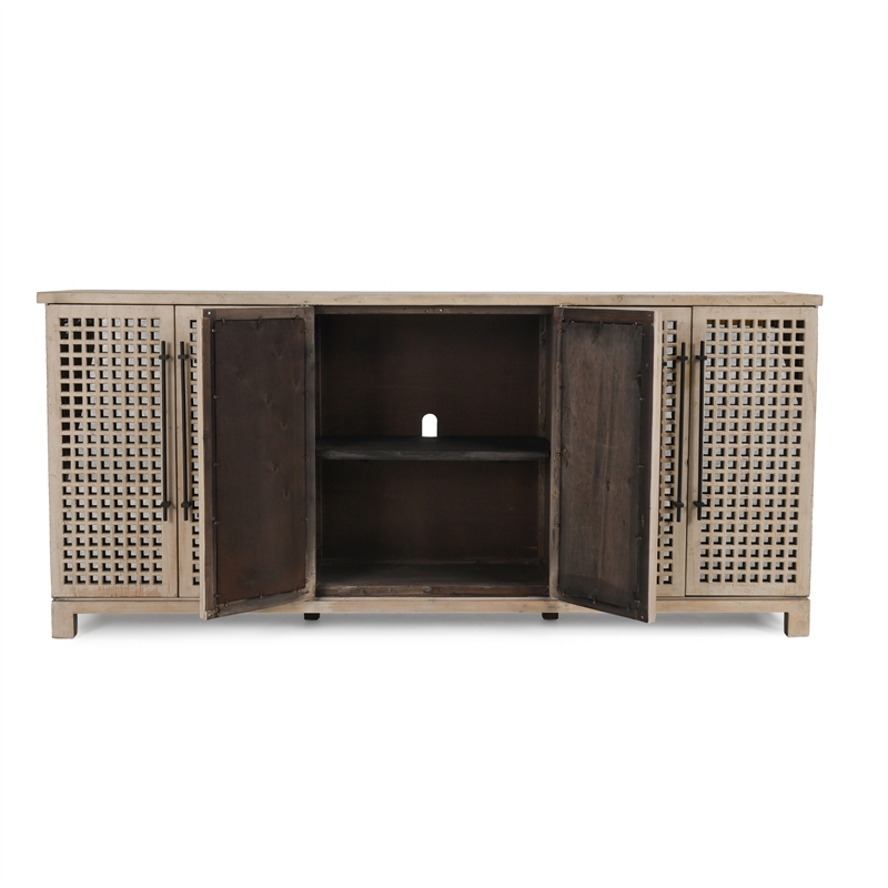 Pemberly Row 6-Door Reclaimed Pine Wood Sideboard in Antique White