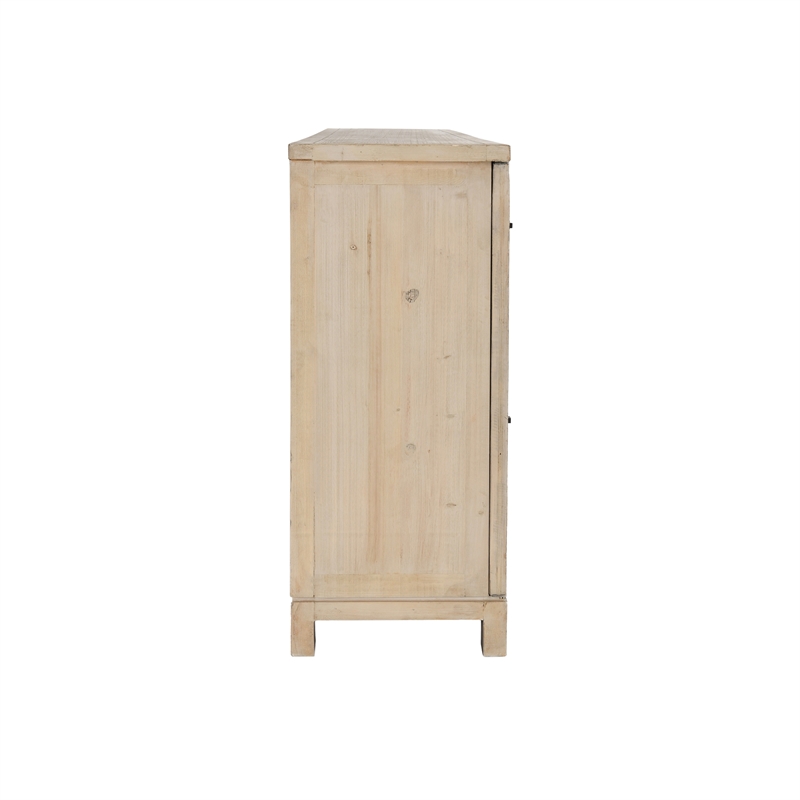 Pemberly Row 6-Door Reclaimed Pine Wood Sideboard in Antique White