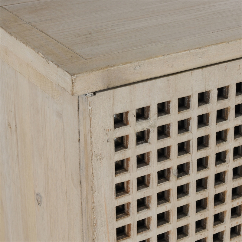 Pemberly Row 6-Door Reclaimed Pine Wood Sideboard in Antique White