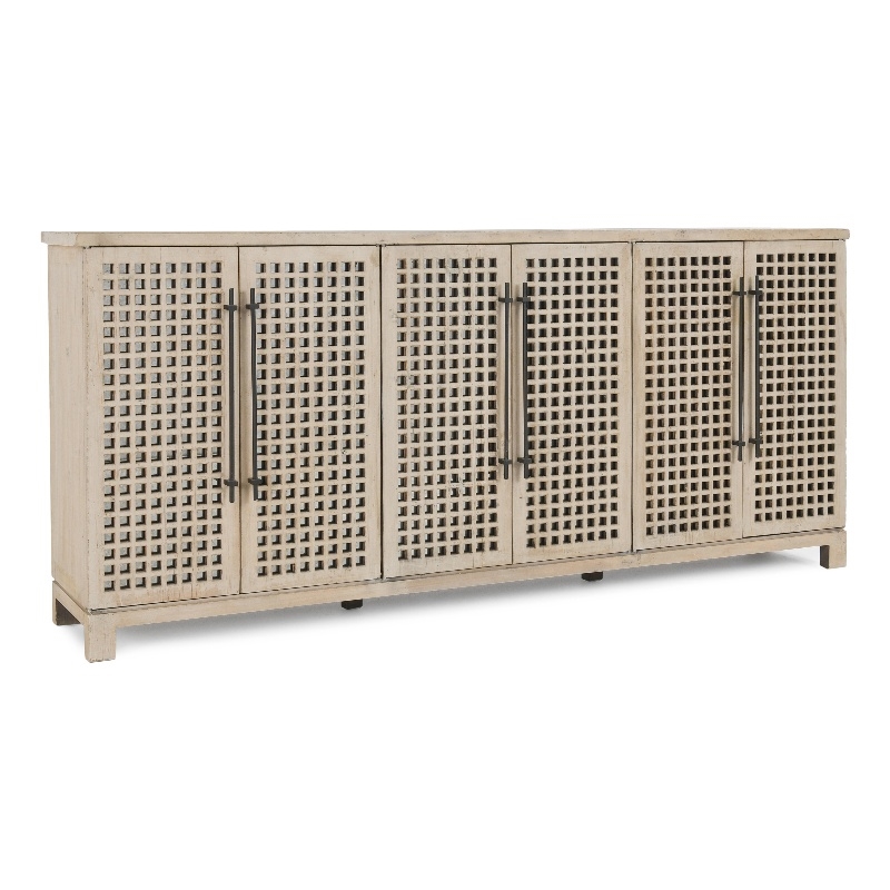 Pemberly Row 6-Door Reclaimed Pine Wood Sideboard in Antique White