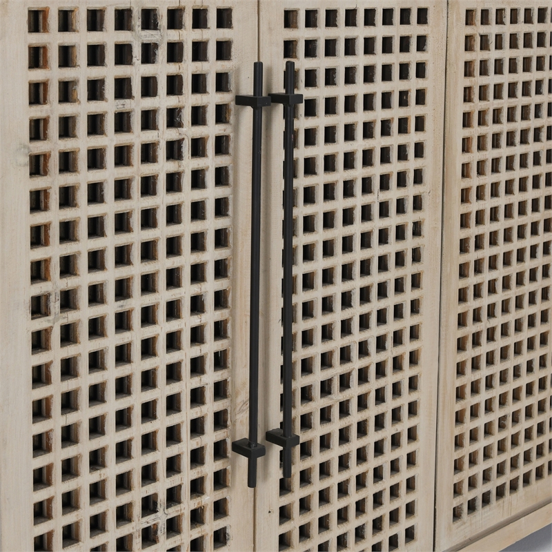 Pemberly Row 6-Door Reclaimed Pine Wood Sideboard in Antique White