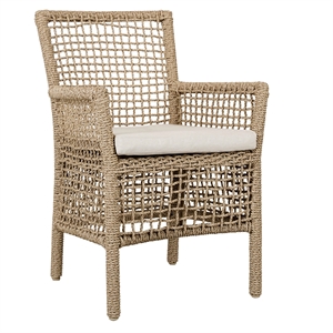 Pemberly Row 22&quot Olefin & Aluminum Outdoor Dining Chair in Natural Brown