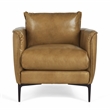 Pemberly Row Modern Transitional Buffalo Leather Club Chair in Tan