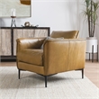 Pemberly Row Modern Transitional Buffalo Leather Club Chair in Tan