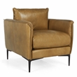 Pemberly Row Modern Transitional Buffalo Leather Club Chair in Tan
