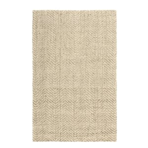Pemberly Row 120 x 168&quot Transitional Jute Fabric Area Rug in Ivory