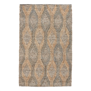 Pemberly Row 72 x 108&quot Jute & Cotton Accent Rug in Natural/Mineral Blue