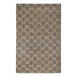 Pemberly Row 96 x 120&quot Geometric Jute & Cotton Area Rug in Black/Natural